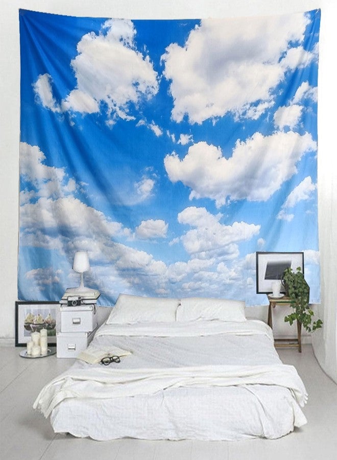 TUGCAY Blue Sky Tapestry White Cloud Tapestry Wall Hanging Ceiling Tapestries Clear Sunny Sky Clouds Backdrop Art Poster Wall Decor for Bedroom Living Room Dorm Kitchen Bathroom, 90x70 Inch - Image 3